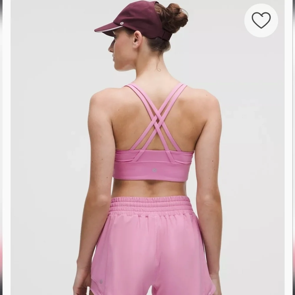 Lululemon Energy Bra Pink Strappy Back Size 6 Light Support Yoga Gym